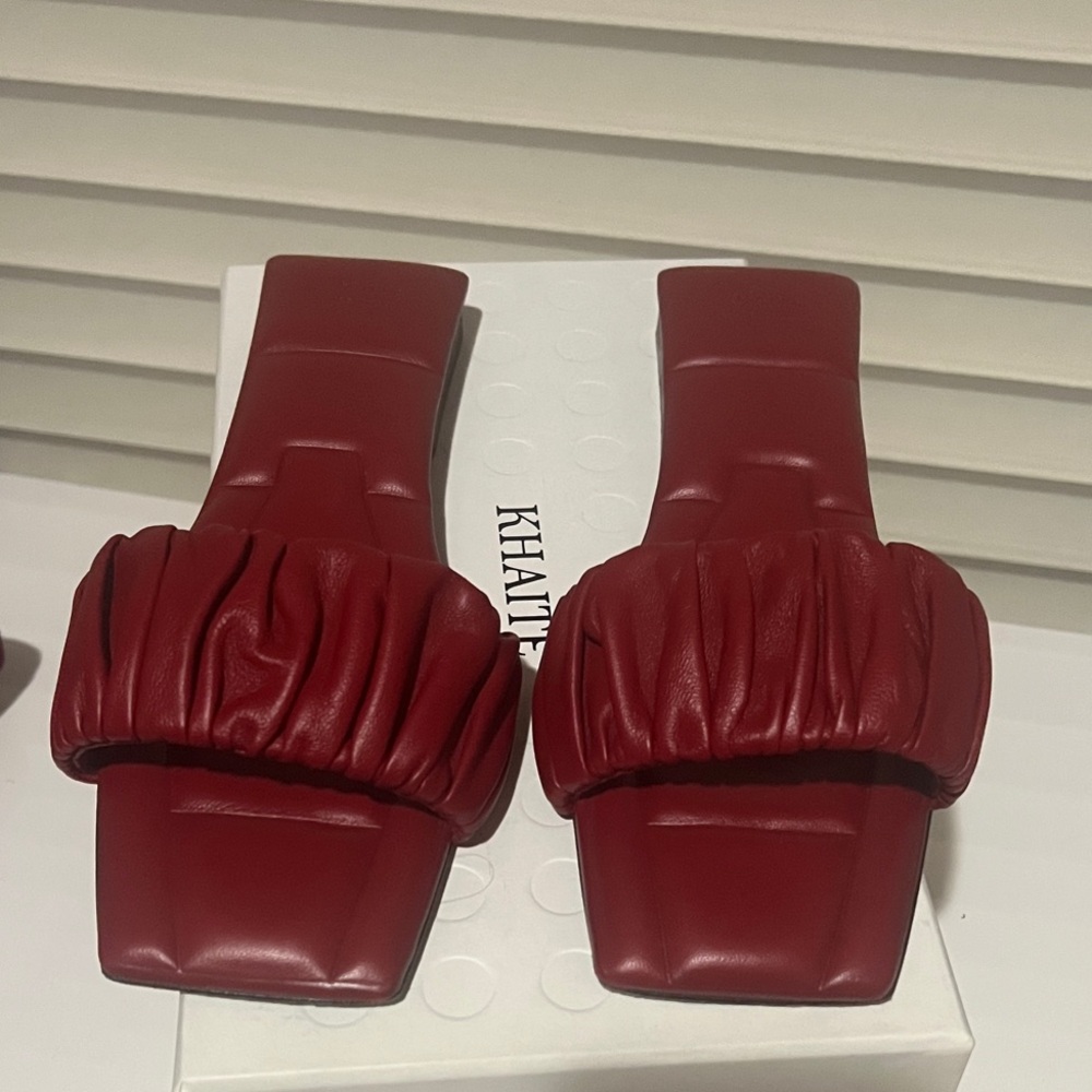 KHAITE Crete Flat Slide in Deep Red- Worn Once!